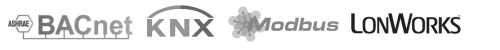 Logo technologie multiprotocole logo knx, BACnet, LonWorks, ModBus